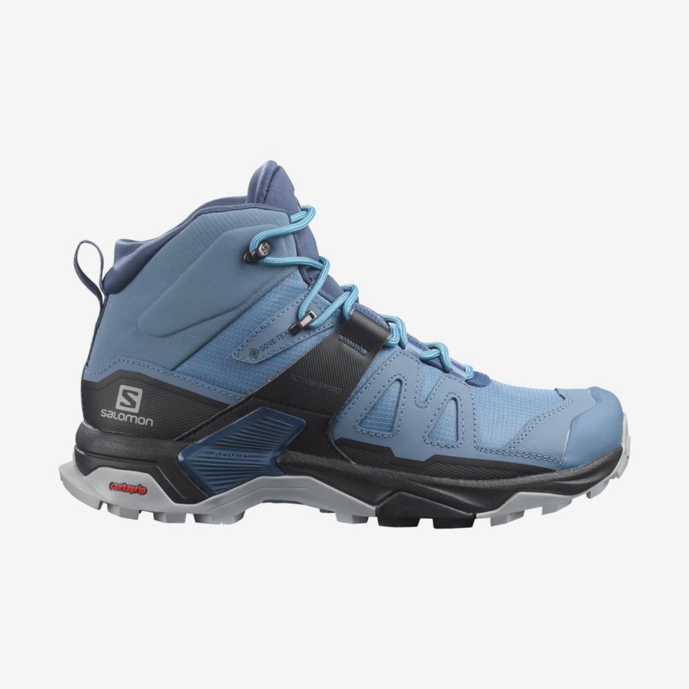 Salomon Israel X ULTRA 4 MID GTX - Womens Hiking Shoes - Blue/Black (SWLX-02398)